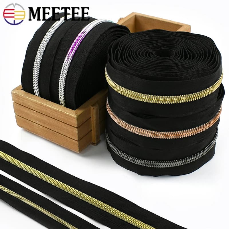 10/20/50 Metri 3 # 5 # Nastro Zip in Nylon Nero, Kit di Riparazione Cerniere Fai-da-Te per Abbigliamento, Facile Riparazione di Cerniere