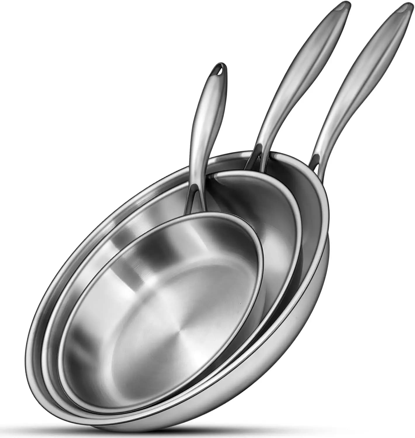 Set of Tri-Ply stainless steel pans, 8/10/12 Induction compatible, Dishwasher washables