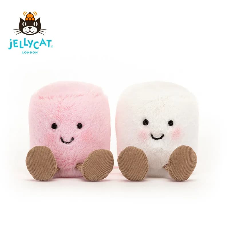 Peluche Jellycat Marshmallow Rosa e Bianco del Regno Unito, Bambola di Comfort, Animale di Peluche, Regalo di Compleanno