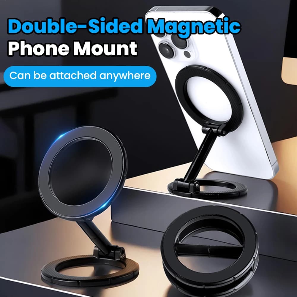 Supporto Magnetico per Telefono a Doppia Faccia con Anello Girevole a 360° ° Supporto Girevole Pieghevole MagSafe per iPhone 17 16 Huawei Xiaomi