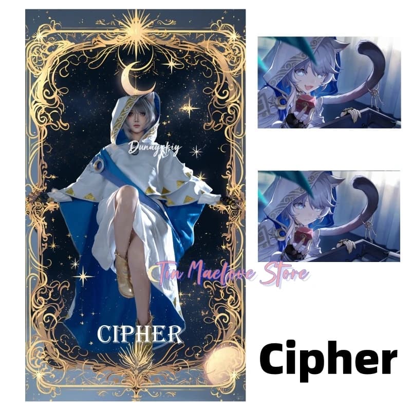 Cipher Cifera Cosplay Costume Anime Game Honkai Star Rail Priest Character Outfit With Cat Ear Hood And Blue Accents Halloween