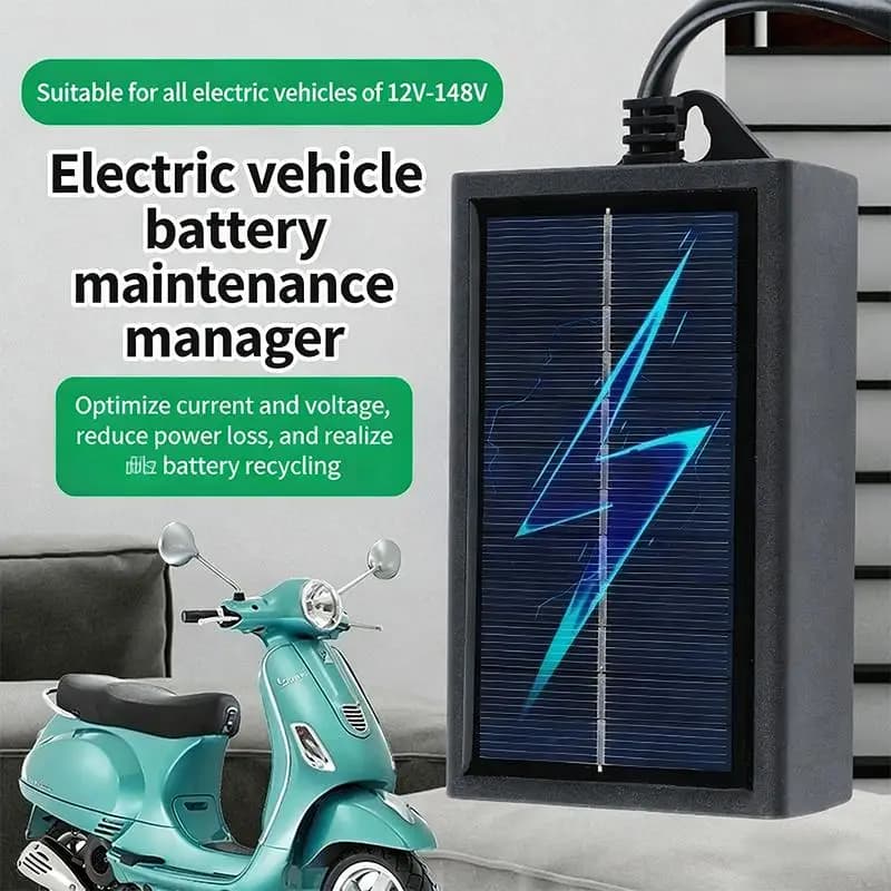 Solar Powered 12V 24V Battery Charger For Electric Cars with Smart Repair Function Outdoor Travel Essential