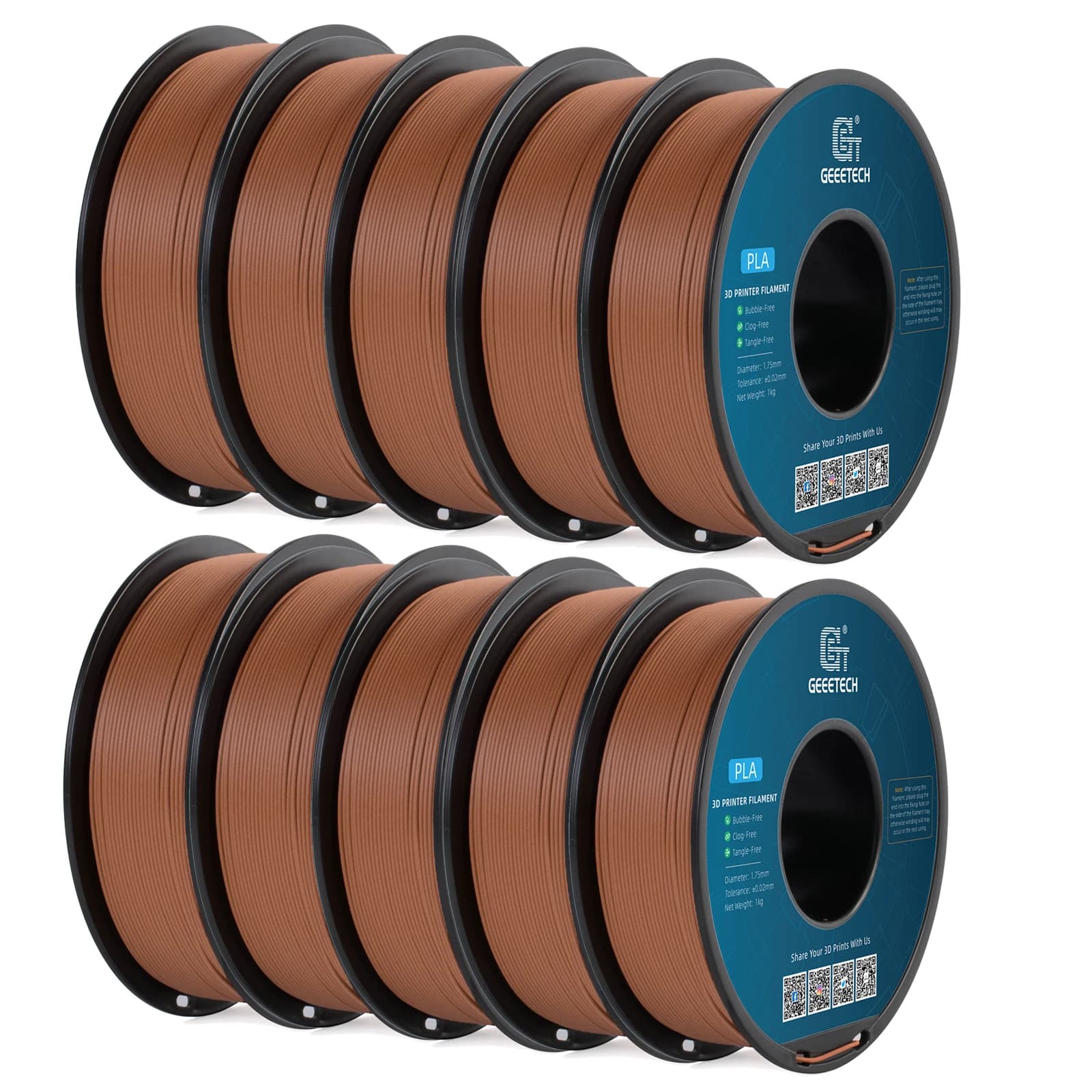 Filamento PLA in legno Geeetech 10 kg 1,75 mm Filo di stampa 3D Imballaggio sottovuoto Magazzini locali Plastica colorata per stampante 3D FDM