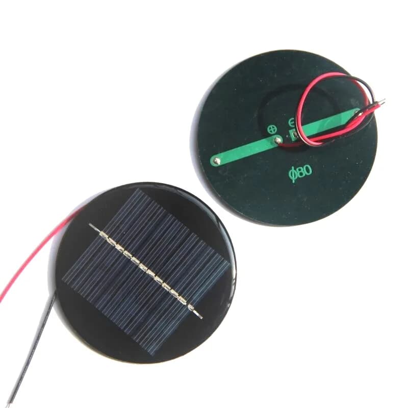 Pannello solare rotondo 80MM con filo 0,5W 6V Celle solari circolari epossidiche policristalline piccole per luci da giardino fai da te Ricarica giocattoli