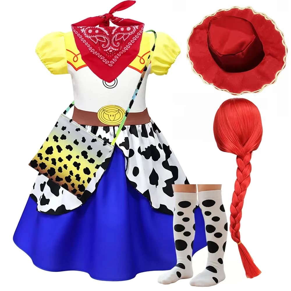 Costume da Cowgirl Disney Toy Story Jessie per Bambine 2026, Vestito Western per Festa di Halloween, Outfit Fantasia con Cappello da Cowboy e Sciarpa per Bambini