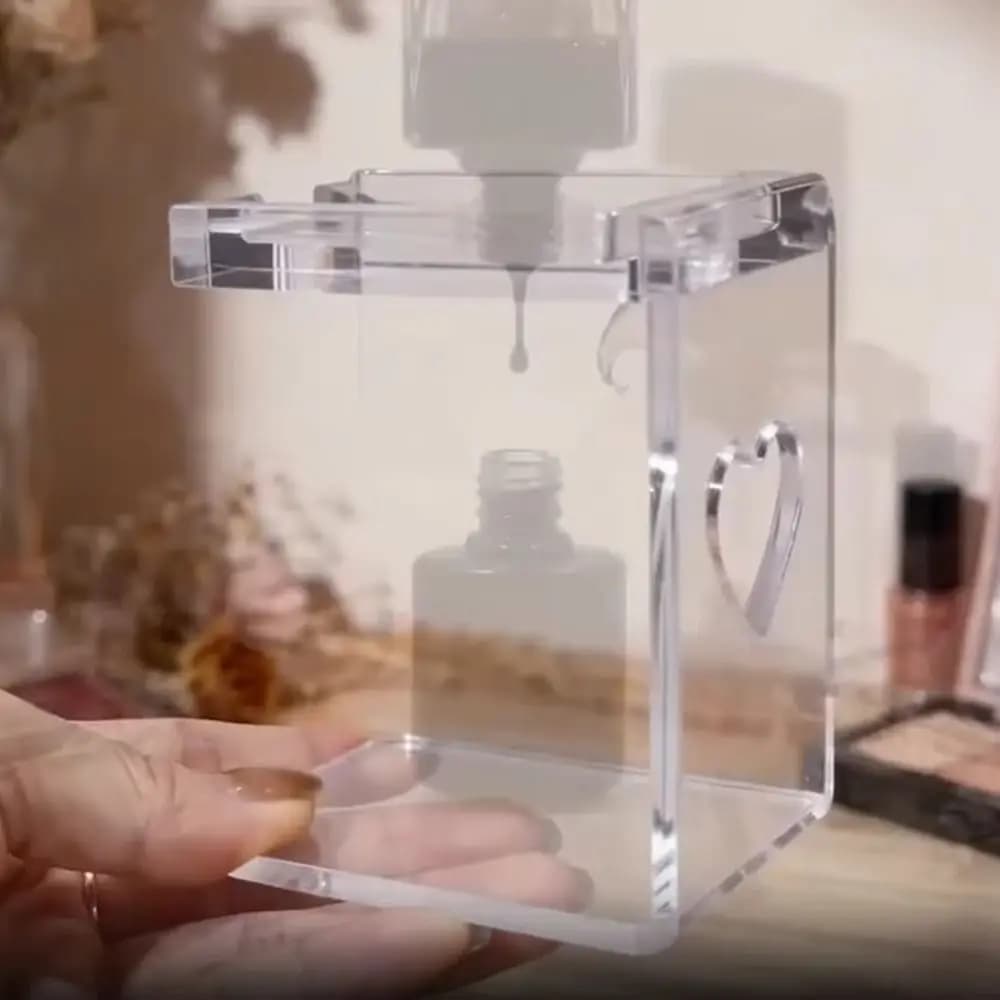 1pc Clear Acrylic Nail Polish Inversion Rack Leak-Proof Nail Polish Holder with Heart Design Display Stand Tool for Salon & Home