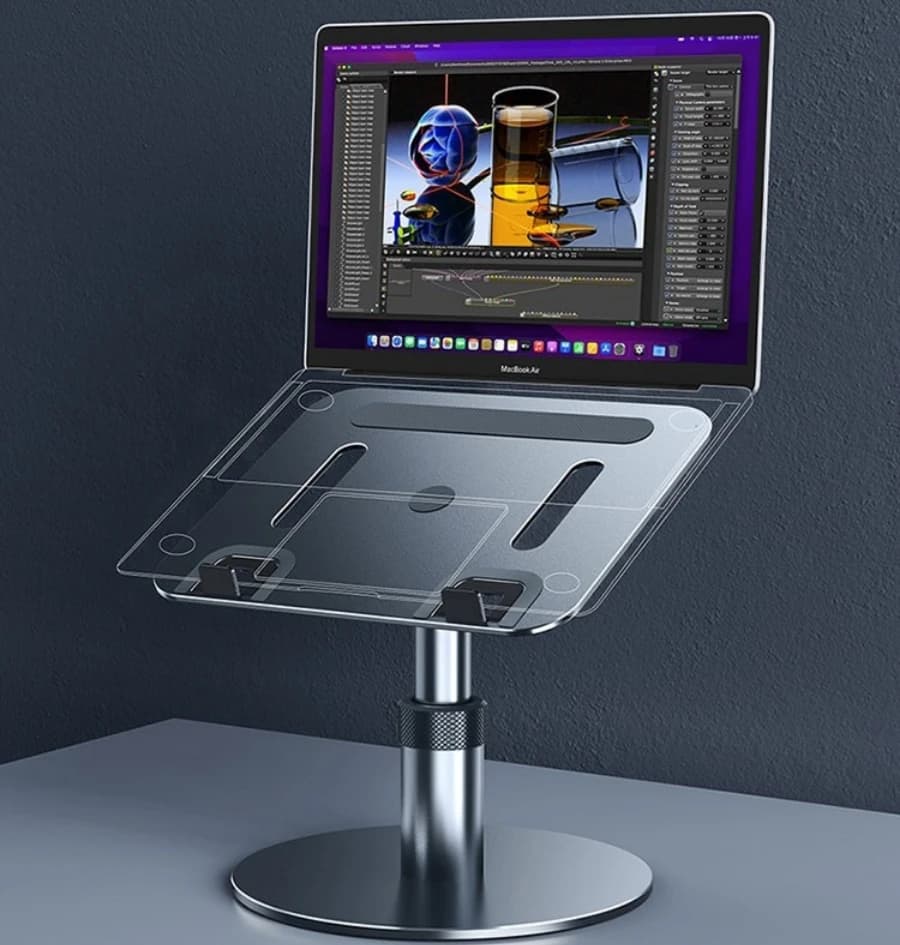 Supporto per laptop in metallo Oatsbasf 360 ° Supporto da lettura da scrivania per supporto da tavolo portatile regolabile in altezza con rotazione per 12-17"