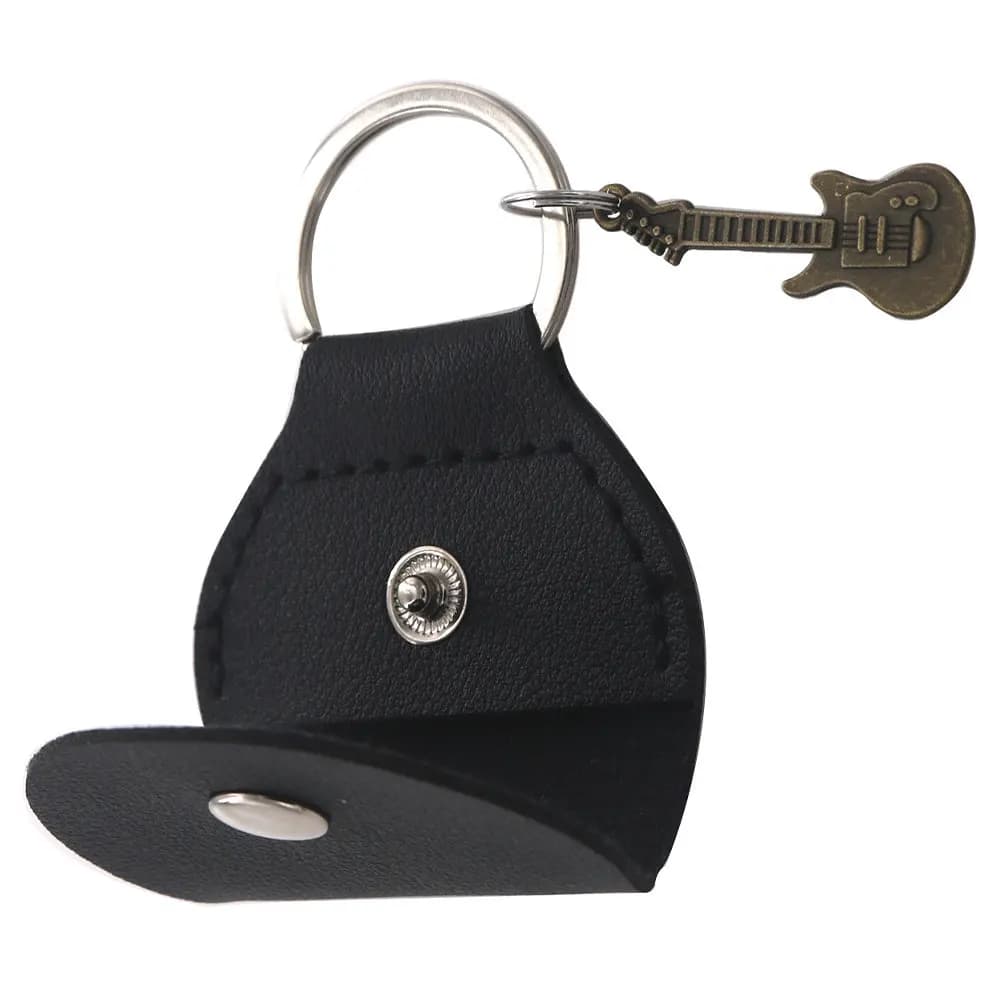 Set di 1 custodia portatile in PU per chitarra con portachiavi per accessori per chitarra, basso e ukulele