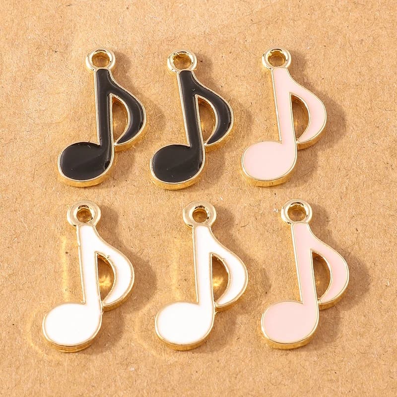 10 Pezzi di Graziosi Ciondoli Smaltati a Forma di Nota Musicale per Creazione di Gioielli, Orecchini, Collane, Braccialetti Fai-da-Te e Forniture Artigianali