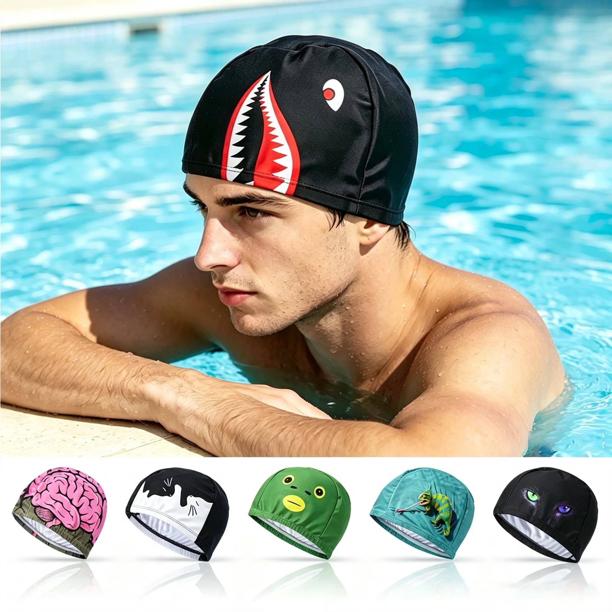 Adult Elastic Swim Cap Stretch Comfort Fit Swimming Hat for Daily Pool Swim Underwater Training Water Sports Accessories