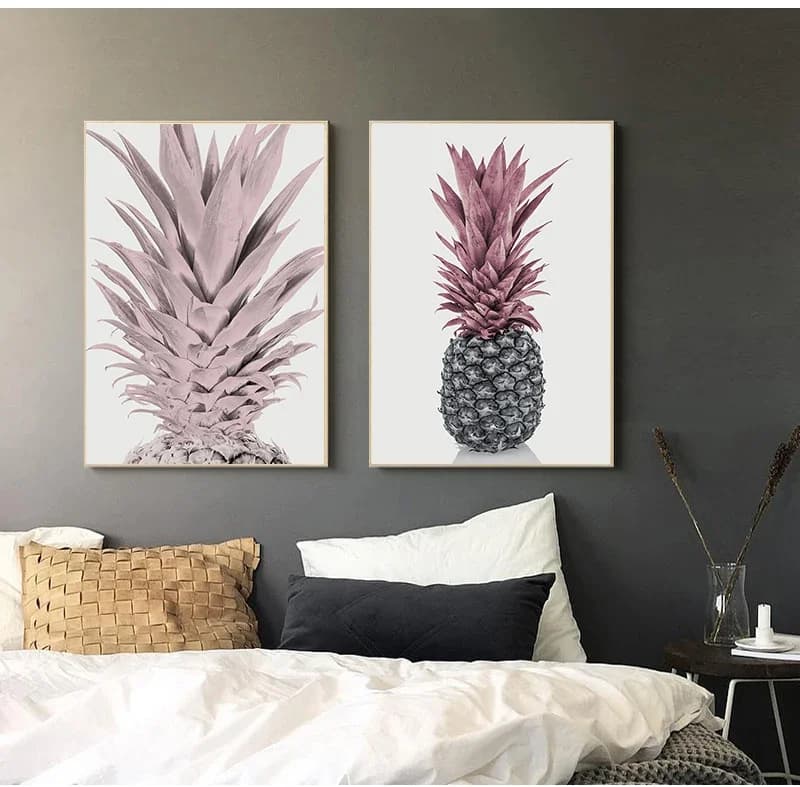 Nordic Pink Pineapple Cactus Pot Plant Canvas Painting Wall Art Poster Print Frameless for Home Decor