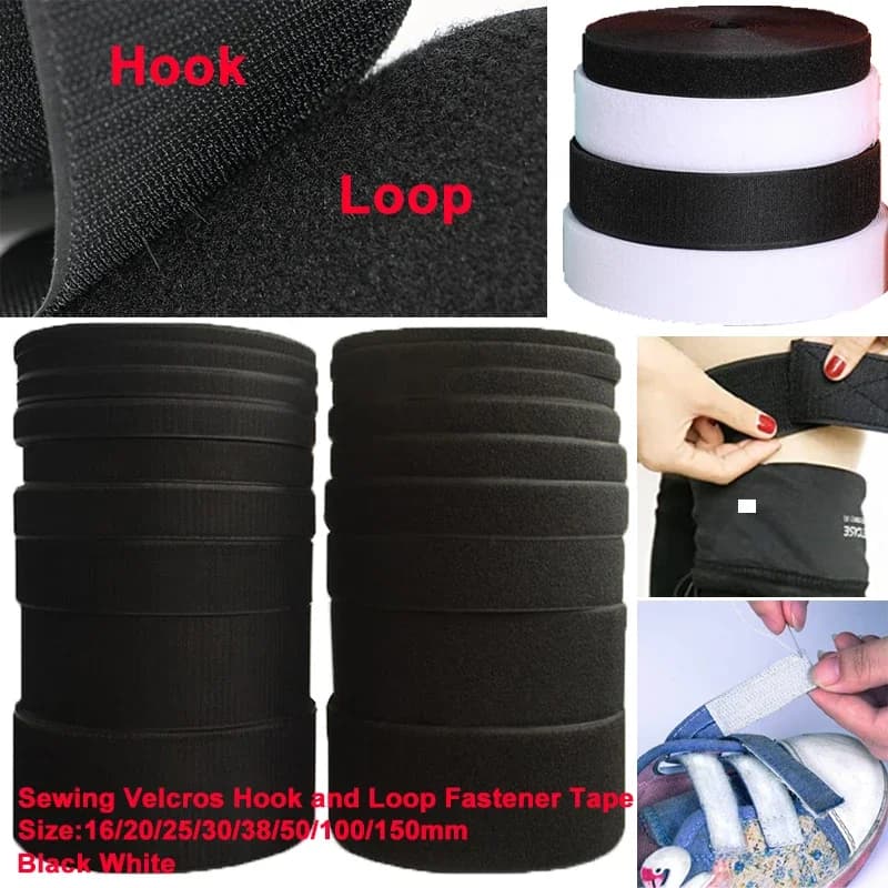 1 M/paia 16mm-150mm Nastro ad anello con gancio Non adesivo Nastro di fissaggio per cucire con gancio e anello Nastro magico in tessuto di nylon per accessori da cucito