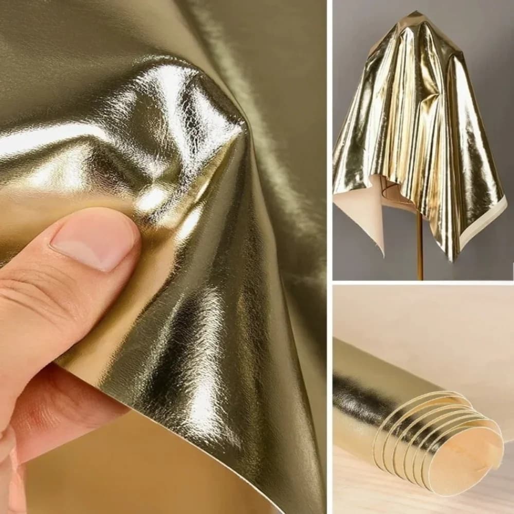 Tessuto in Pelle PU con Pellicola Oro Chiaro, Morbido, per Borse, Abbigliamento Cosplay, Cinture, Scatole, Accessori Fai da Te, Tessuto Impermeabile, Fai da Te a Metri