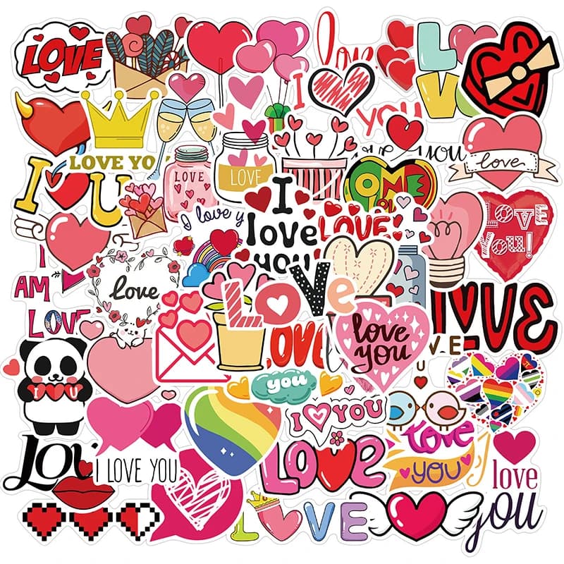10/30/50PCS Cute Love PVC Esthetic Sticker Sketchbook decoration Scrapbooking stationery supplies for children's school