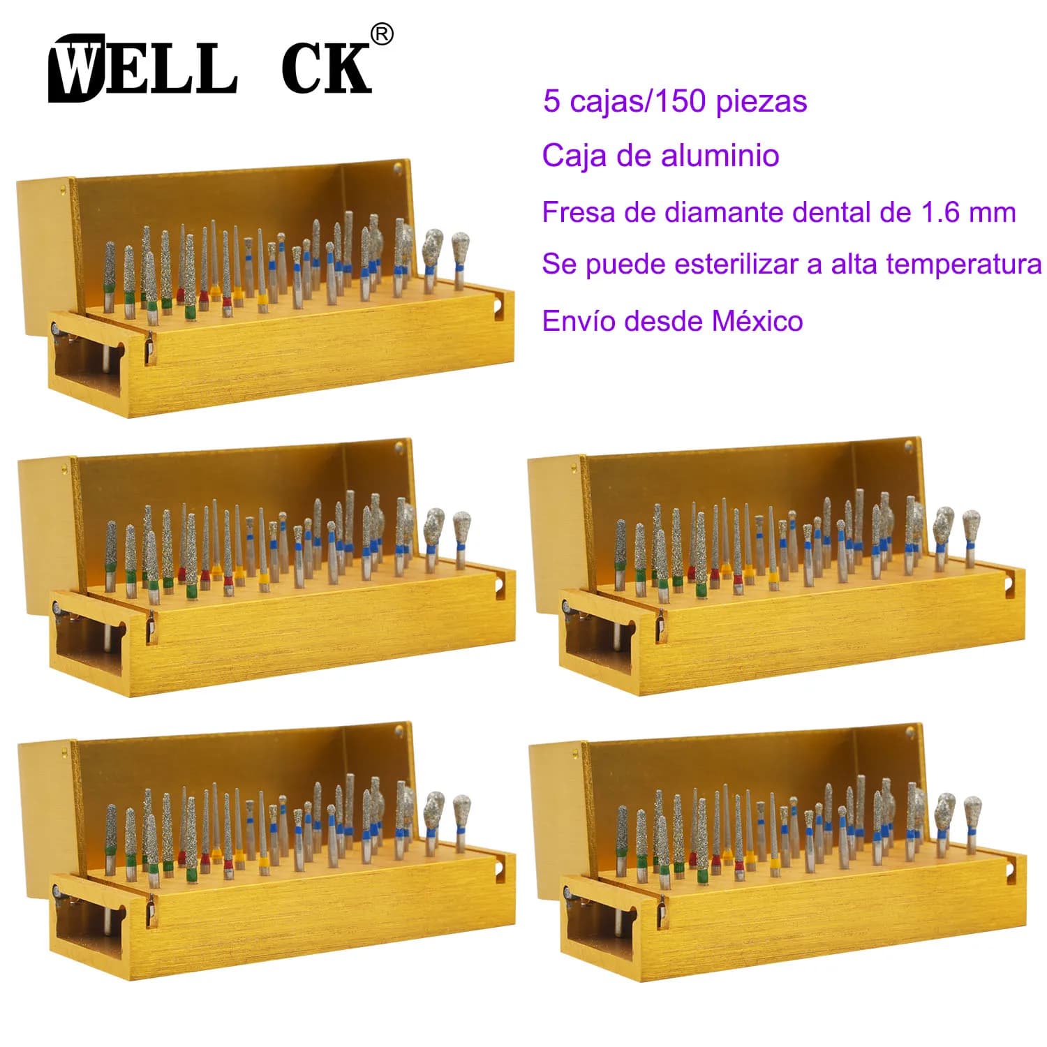 5 Set Dentale Frese Diamantate Trapano Blocco di Disinfezione Per Manipolo Ad Alta Velocità Sterilizzazione Blocco Supporto In Alluminio Strumenti di Odontoiatria