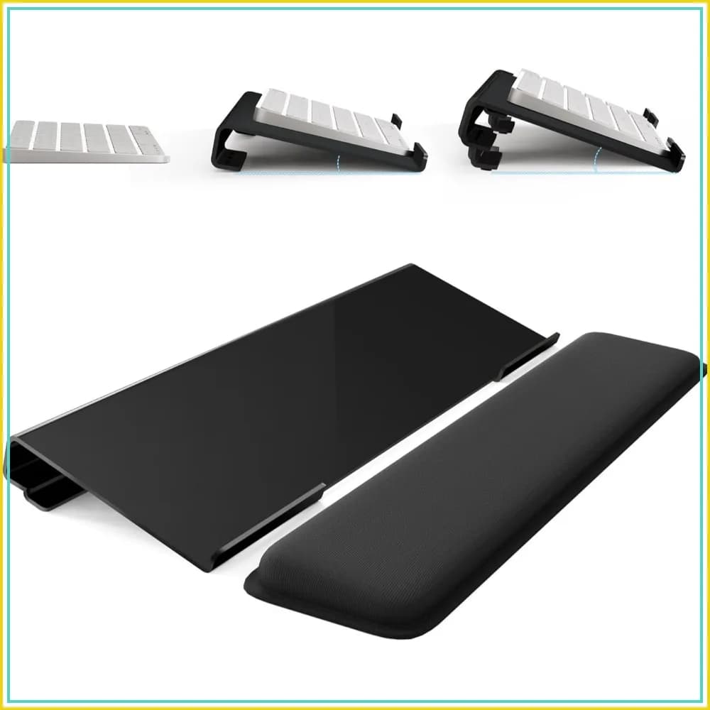 2-Level Height Adjustable Keyboard Stand with Wrist Rest, Non-Slip Riser Pad for Office, Gaming, and Home Desks
