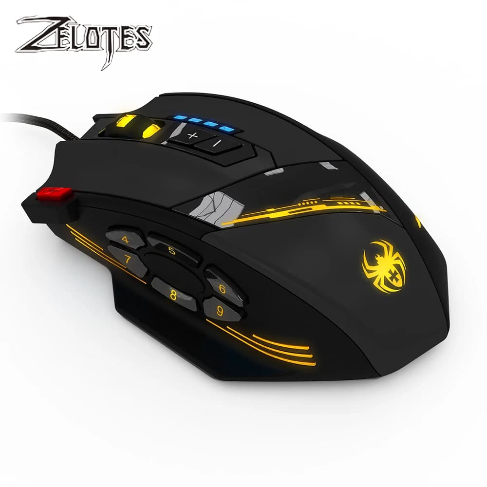 ZELOTES C-12 Mouse cablato Mouse da gioco ottico USB 12 pulsanti programmabili Mouse da gioco per computer con 4 DPI regolabili 7 luci LED