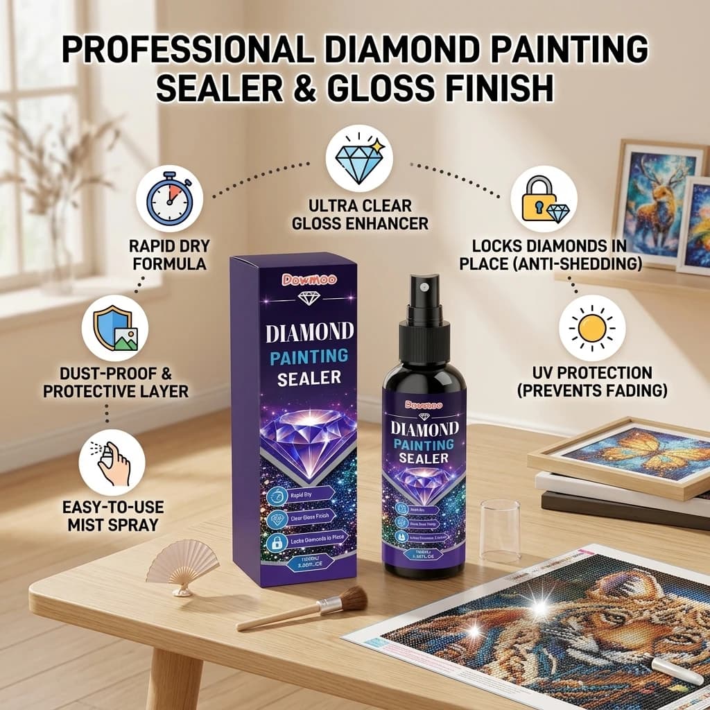 Diamond Painting Sealer Spray Anti‑dust Waterproof Permanent Hold & Shine Effect Prevent Oxidation Fast Dry Diamond Art Sealer
