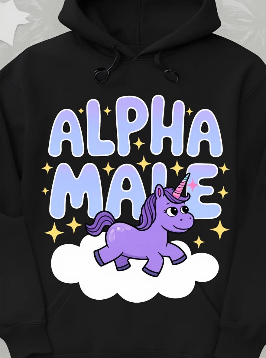 Felpa con cappuccio da uomo ALPHA MALE Unicorn, oversize, stampa arcobaleno, autunno inverno