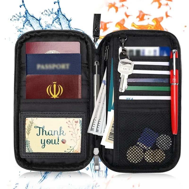 Portafoglio per passaporto Borsa porta passaporto Portafoglio per viaggi in famiglia Porta documenti Carte di credito per materiale di blocco RFID ignifugo