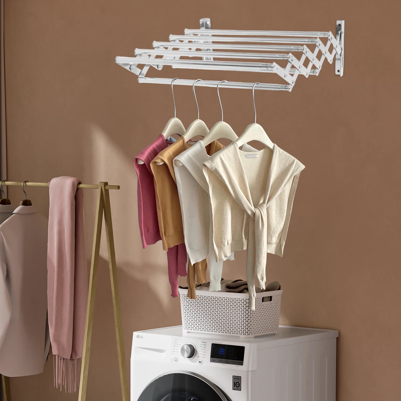 Retractable Foldable Wall-Mounted Clothes Drying Rack – Extendable Towel Bar (42-80cm / 16.5-31.5") with Space-Saving Design, Wall Hanger for Laundry Room, Bathroom & Bedroom