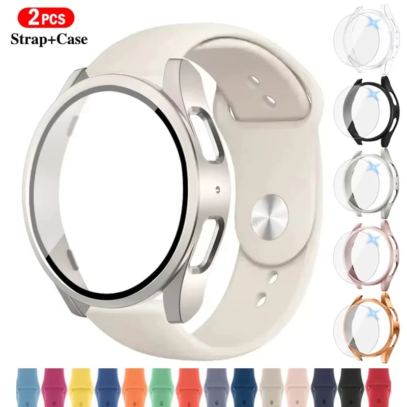 Custodia + cinturino per Samsung Galaxy Watch 7/6/5/4 40mm 44mm cinturino sportivo in silicone senza spazi vuoti correa Galaxy watch 7 cinturino