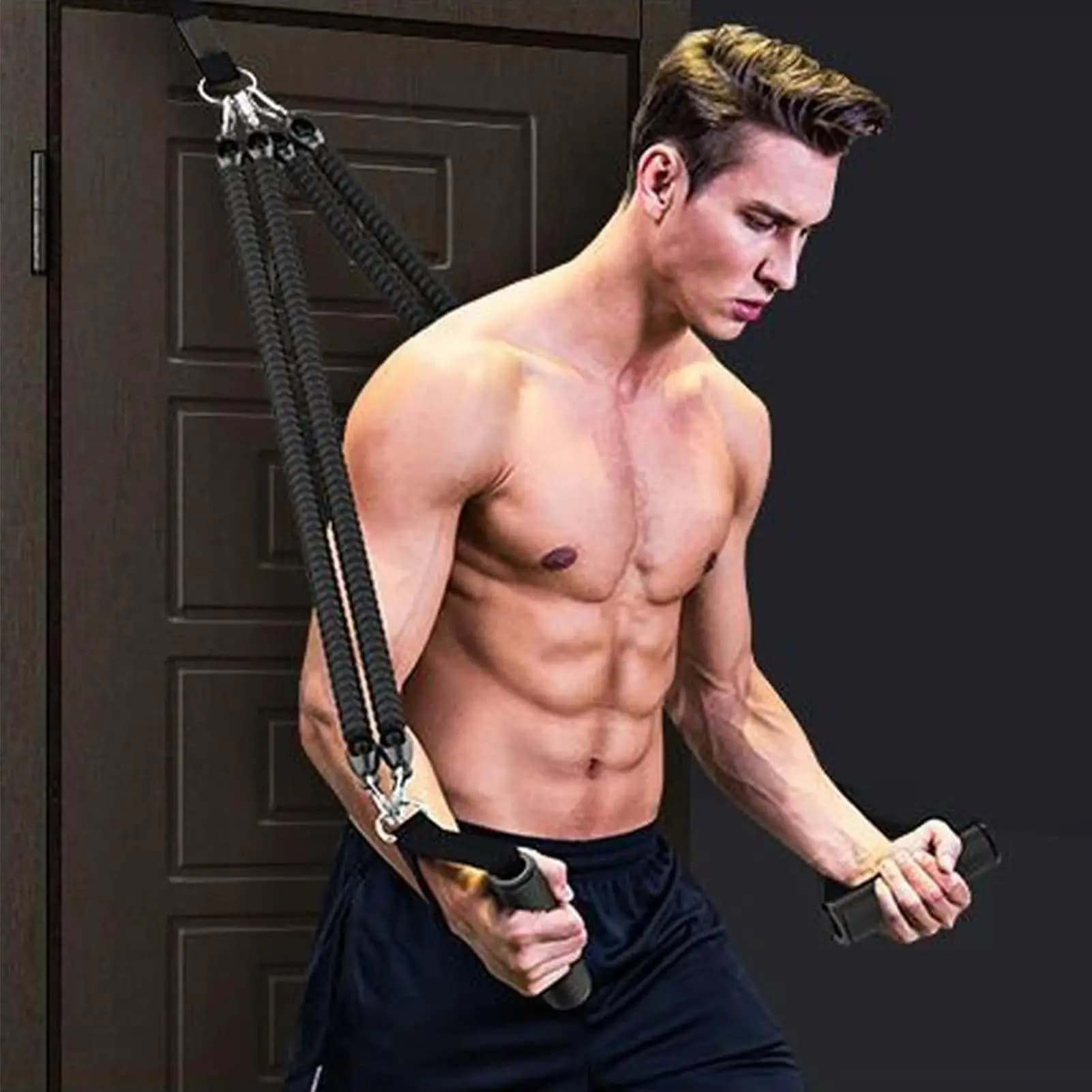 4-tube elastic band, multifunctional, adjustable, with handle, for gym, home, indoor exercises