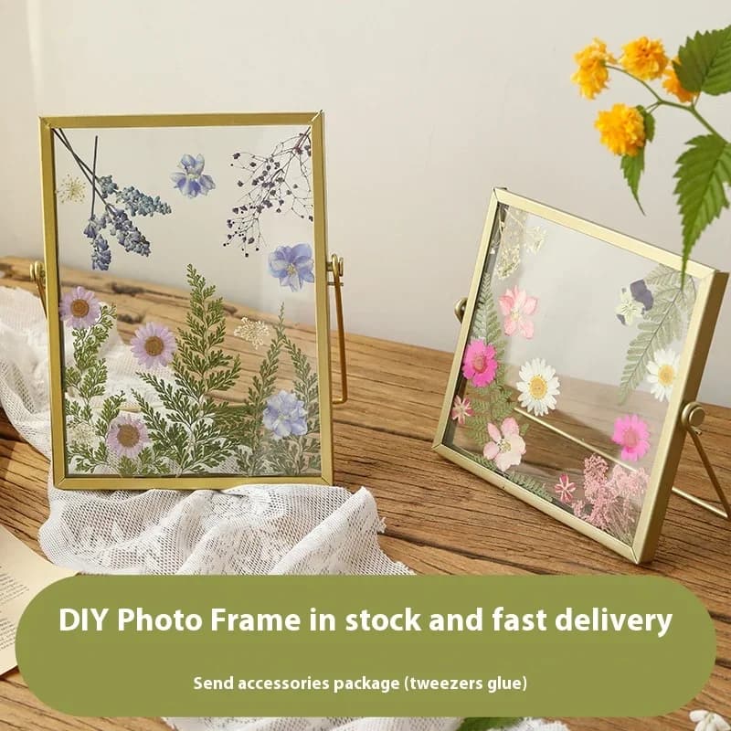 Cornice per foto in vetro trasparente bifacciale fai-da-te per fiori secchi Cornice per foto decorativa per espositore per decorazioni per la casa fatta a mano