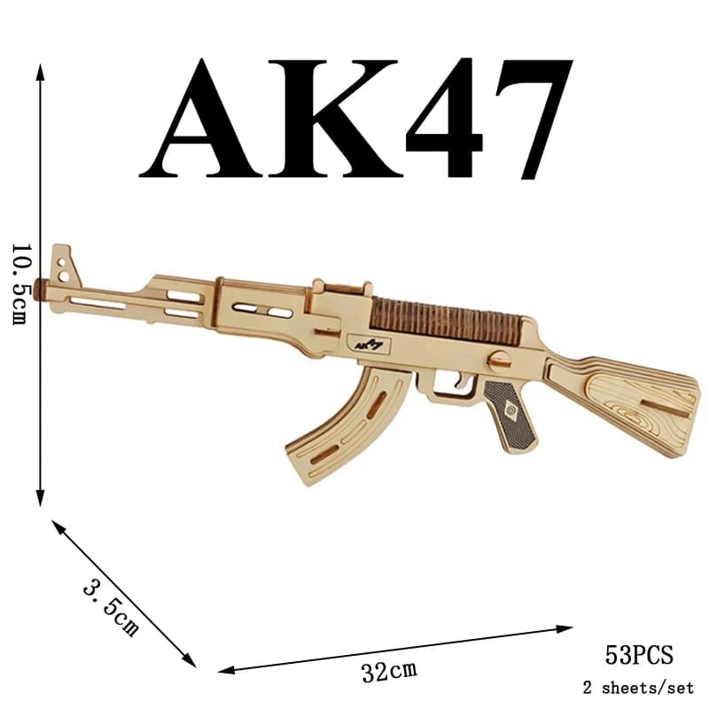 Decora assemblaggio in legno Puzzle Pistola Fucile AK47 Pistola giocattolo 3D Modello Giocattoli educativi per bambini Adulti Ragazzi Ornamenti Regali