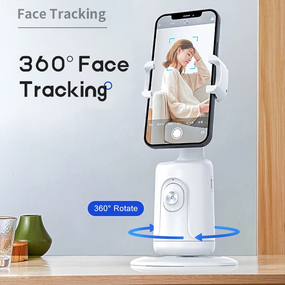 Stabilizzatore Gimbal Intelligente con Rotazione a 360°, Treppiede per Selfie e Tracciamento Desktop per Fotografia in Diretta