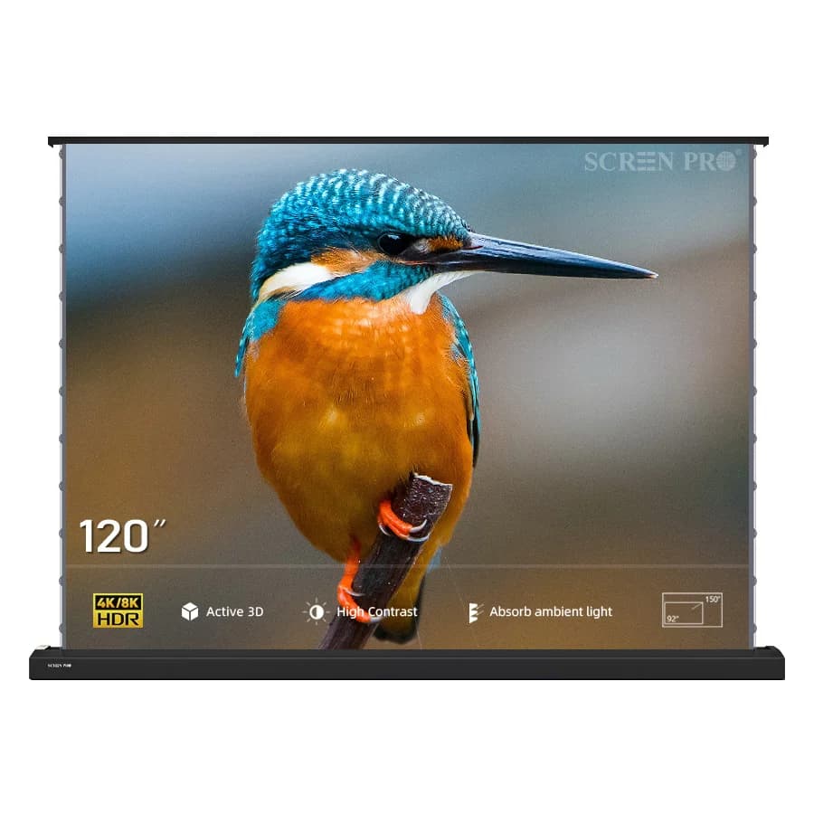 SCREEN PRO Schermo per proiettore ALR con luce ambientale motorizzata da pavimento da 120 pollici per home theater 4K