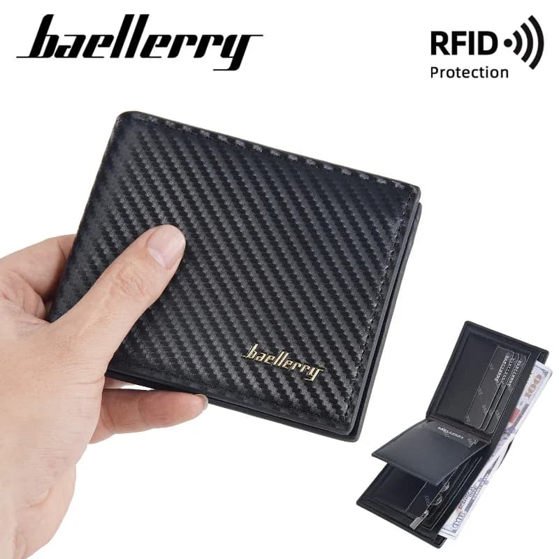 Portafoglio Corto RFID da Uomo Baellerry in Pelle PU, Porta Carte Multiplo per Patente, Organizer Casual per Biglietti da Visita