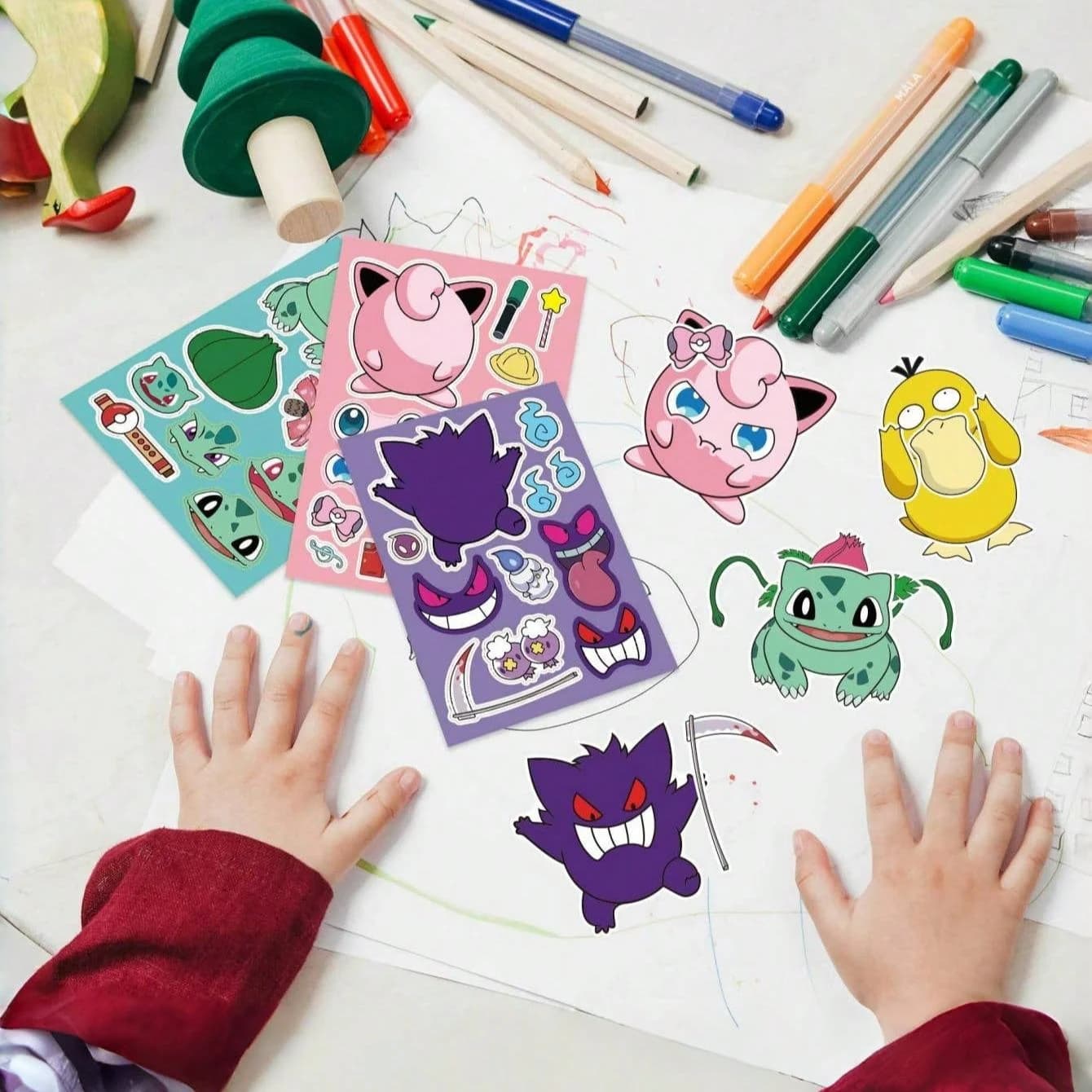 8/16/24/32/40/48 pcs Anime Cartoon Puzzle & DIY Stickers for Journaling - Educational Parent-Child Interactive Toy. Best Gift