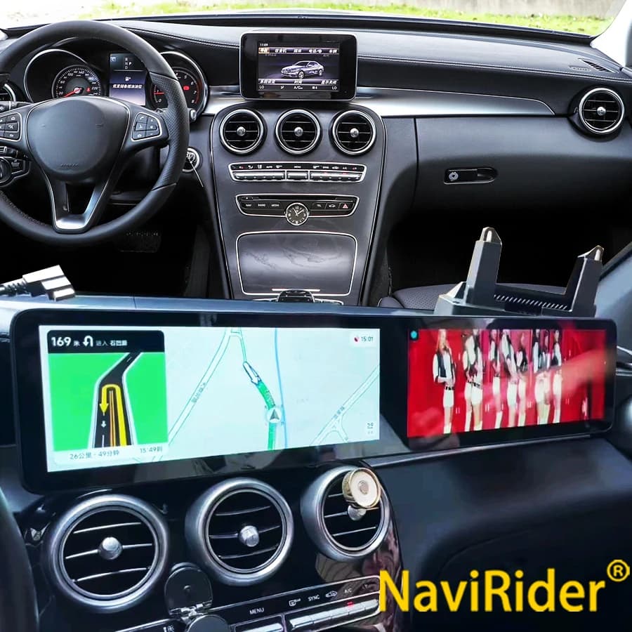 Navigazione GPS stereo con doppio touch screen per Benz C GLC 2016-2022 Autoradio Carplay Android Auto Lettore multimediale Video Registratore a nastro