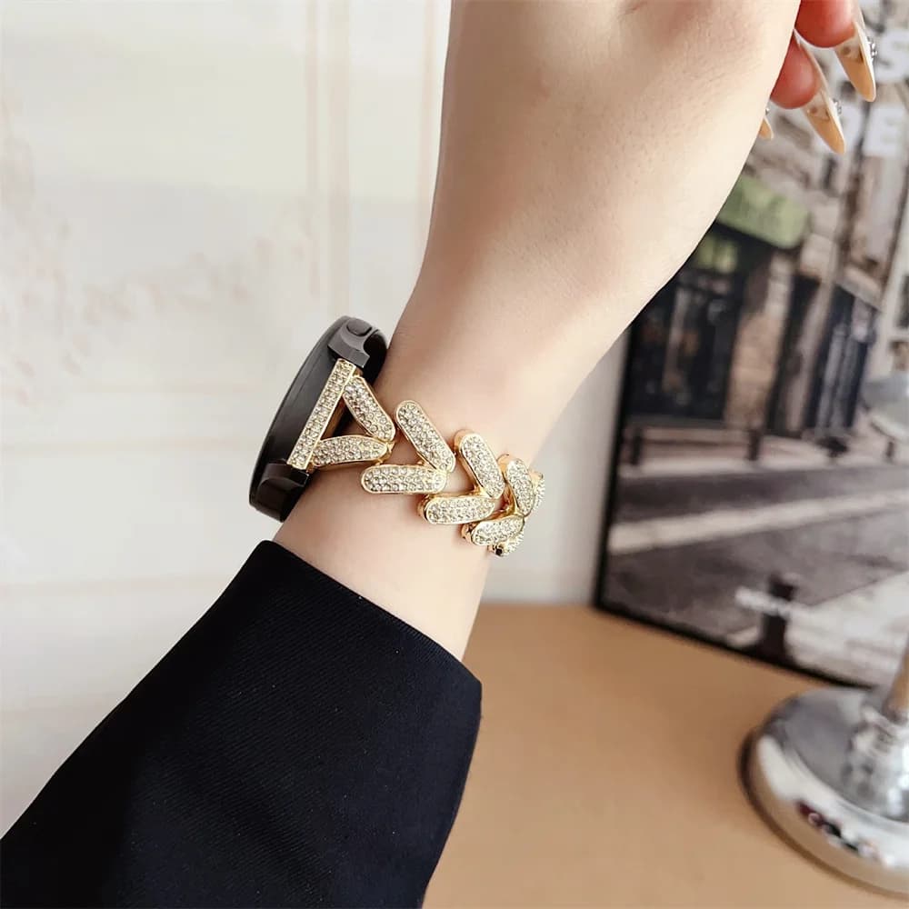 20mm 22mm Diamond strap For Samsung Galaxy watch 7/FE/6/5/5 pro/4 Stainless steel bracelet Gear S3 Classic/Active 2 40-44mm band