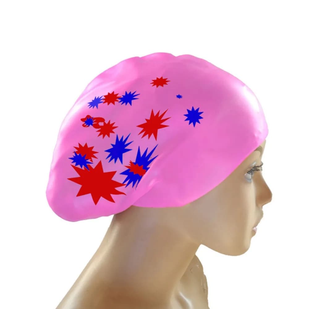 New long hair swim cap silica gel model star swim cap large elastic waterproof adult swimming equipment