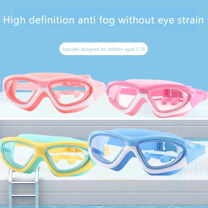 1 pcs swim glasses for kids with ear plugs swim glasses for kids swim glasses professional waterproof silicone anti-fog UV