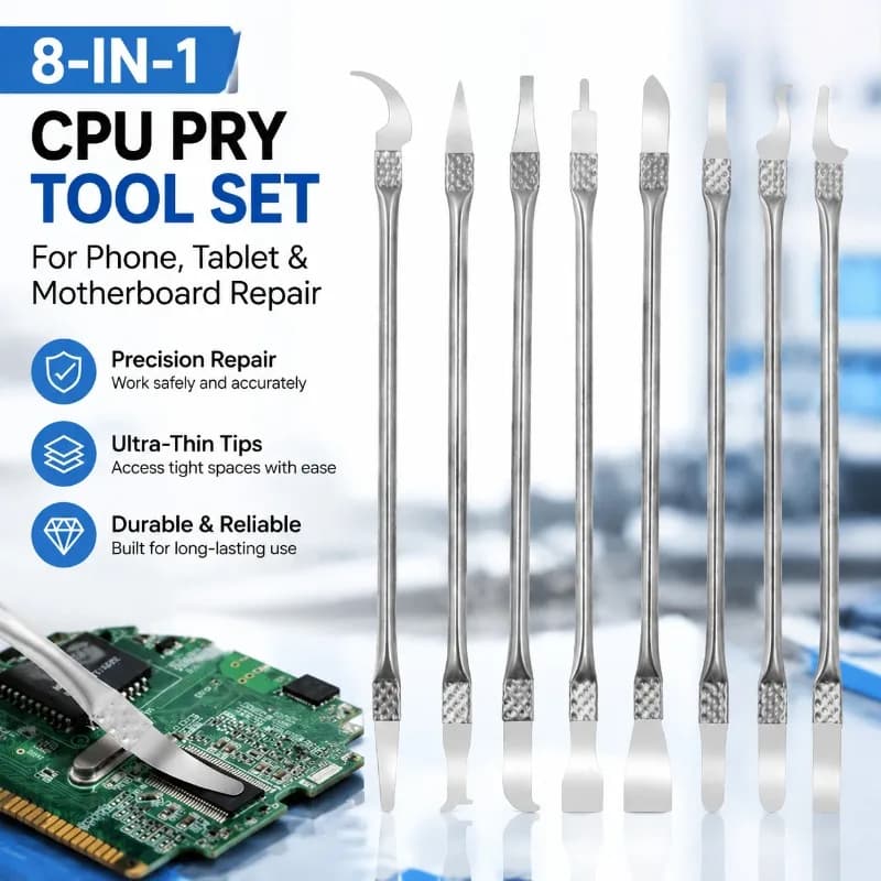 8-in-1 Thin CPU Pry Knife Multi-function Repair Tool Kit Hook Blades for Mobile Phone Tablet Mainboard Chip Disassembly Glue