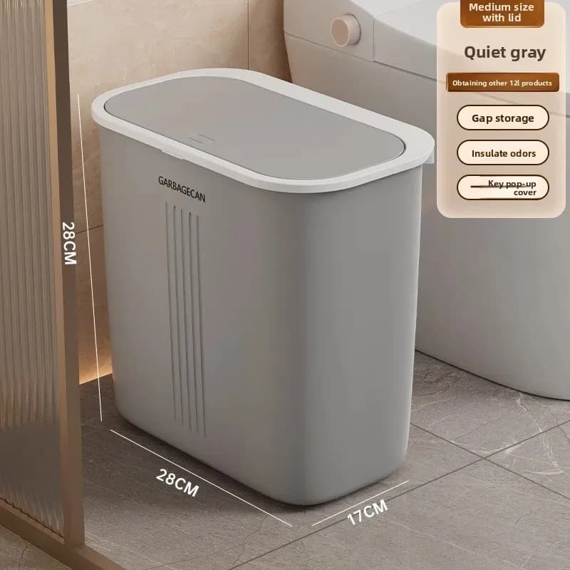 Pattumiera pattumiera per WC a fessura stretta con coperchio pressa per WC domestico con stile stretto