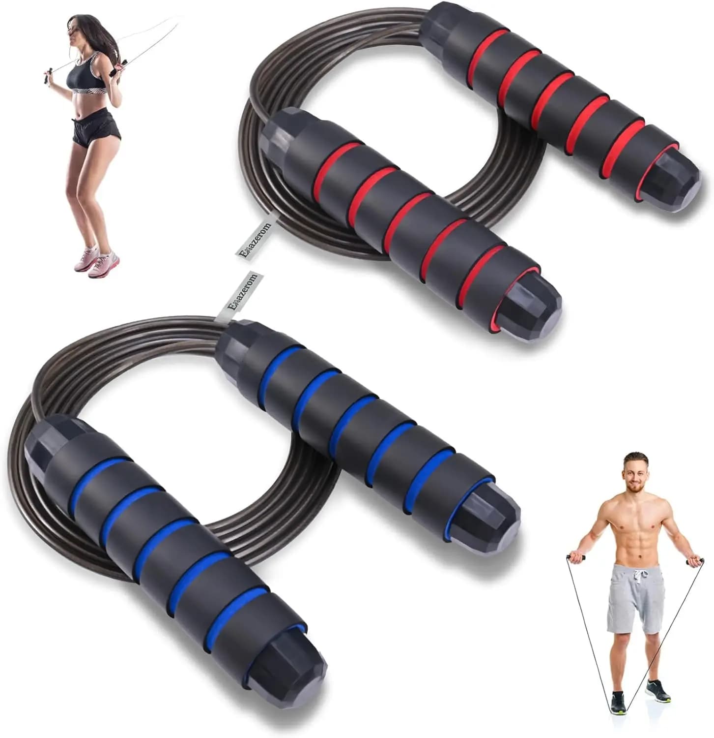 Corda per Saltare Regolabile per Donne, Uomini e Bambini, con Cuscinetti a Sfera, Manici in Schiuma, Corda Veloce Anti-Groviglio per Fitness, Allenamento e Boxe