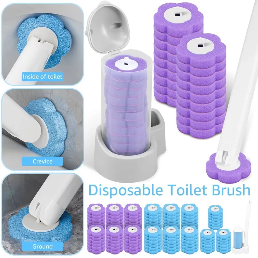 Set di 3 spazzole per WC con testine di ricambio usa e getta, strumento igienico per la pulizia del bagno, accessori WC facili da installare