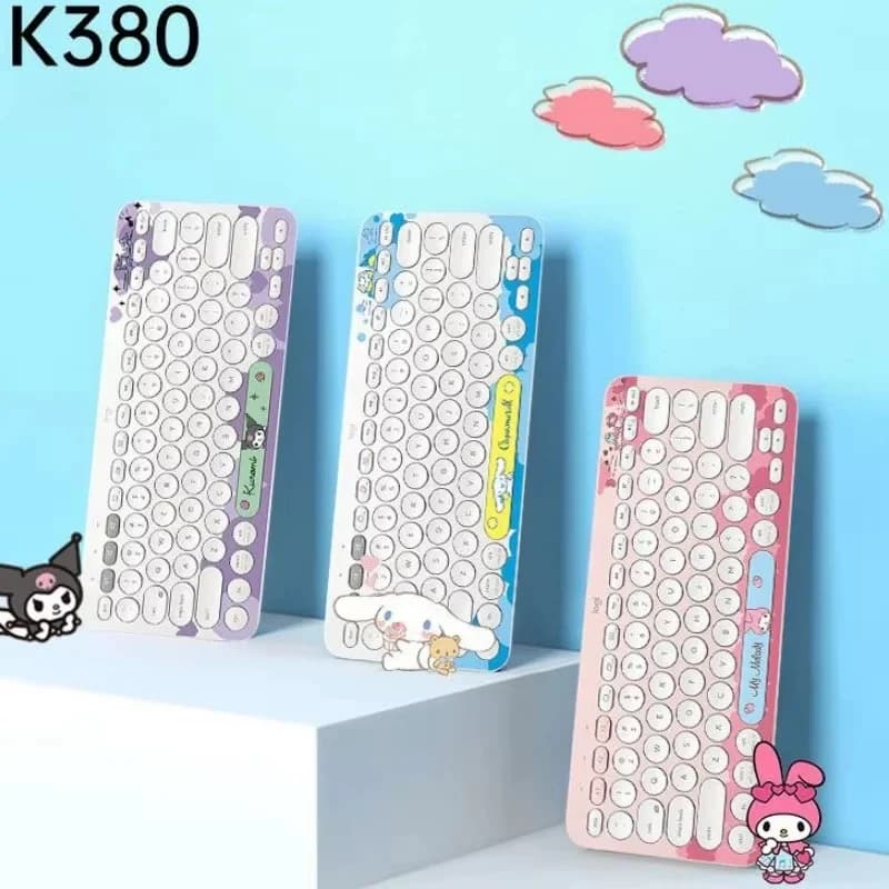 Logitech K380 Sanrio Cinnamoroll Kuromi Wireless Keyboard Mouse Bluetooth Keyboard Set Usb Gaming Mini Portable Kawaii Gift