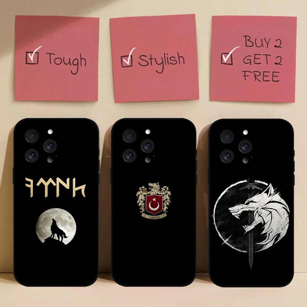 Turk Wolf Turchia Bandiera Cassa Del Telefono Per Iphone 16 15 11 13 14 Pro Max 7 8 Plus X Xr Xs Max 12mini Nero Caso Della Copertura