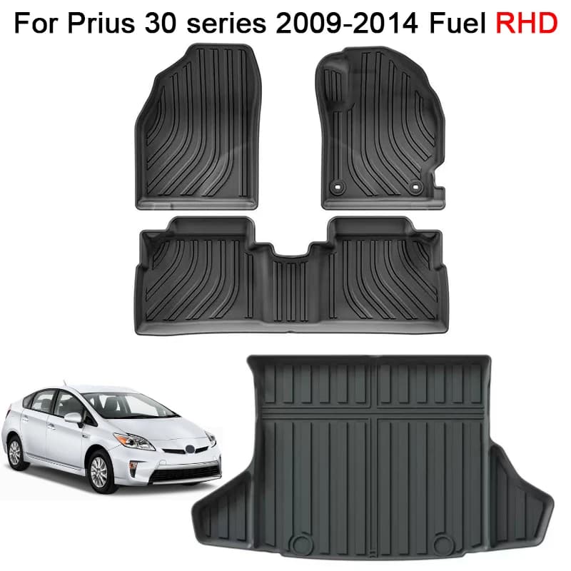 Per Prius 30 serie 2009 2010 2011 2012 2013 2014 Carburante Tappetino per auto Guida a destra TPE Cargo Liner Tronco Zerbino Rilievi del piede