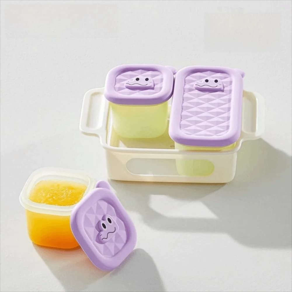 Vassoio per congelatore per alimenti per bambini con design a griglia 3/4/6, resistente al calore, contenitore per alimenti per uso alimentare, forma quadrata, facile da rilasciare