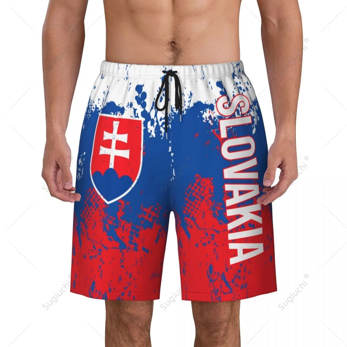 Men's Slovakia Flag Beach Pants Board Shorts Surfing Boys Soccer Cycling Swimwear Running Polyester