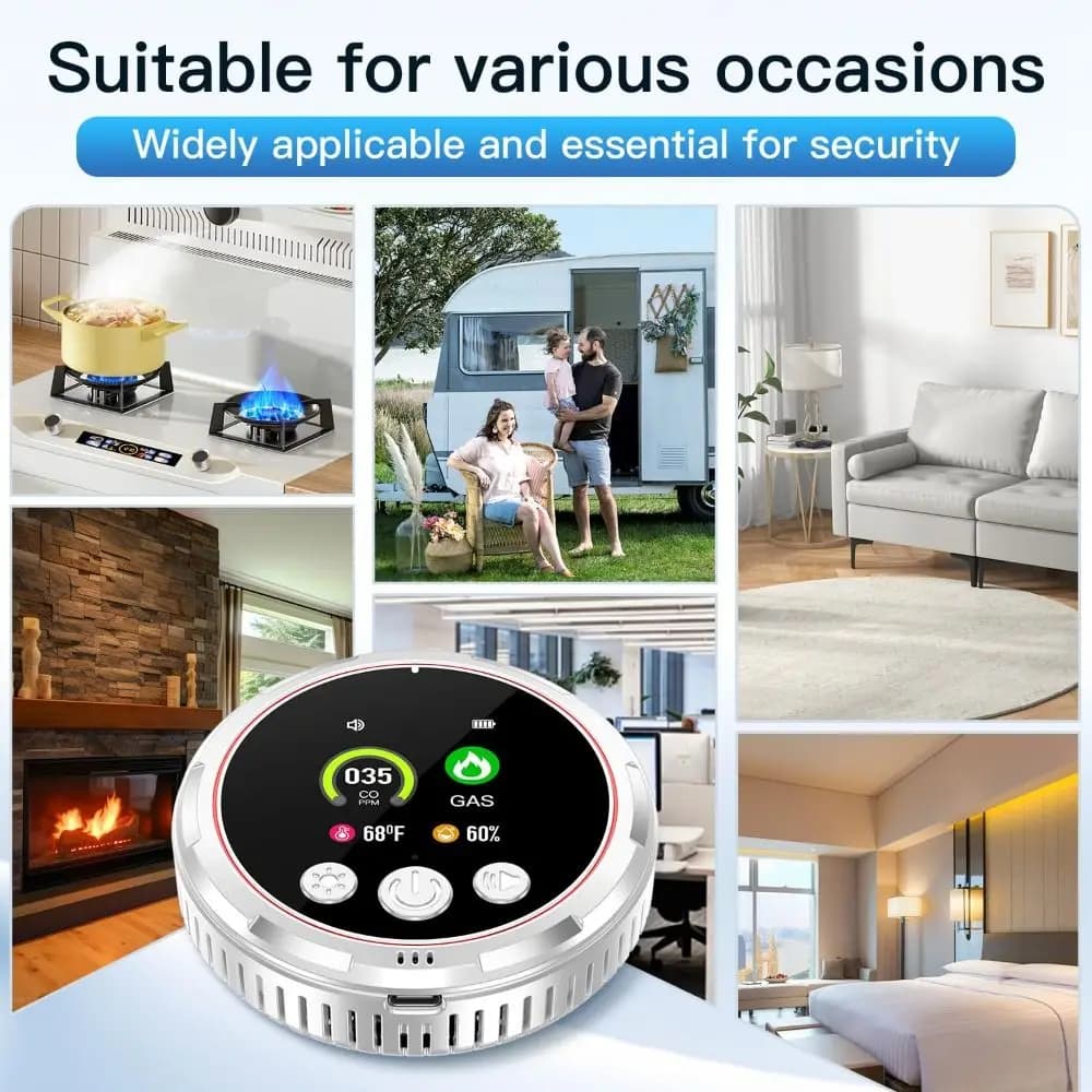 Rilevatore di Gas Composto Portatile 5-in-1 con Display Digitale e Allarme di Sicurezza, Rilevatore di Monossido di Carbonio Multifunzionale