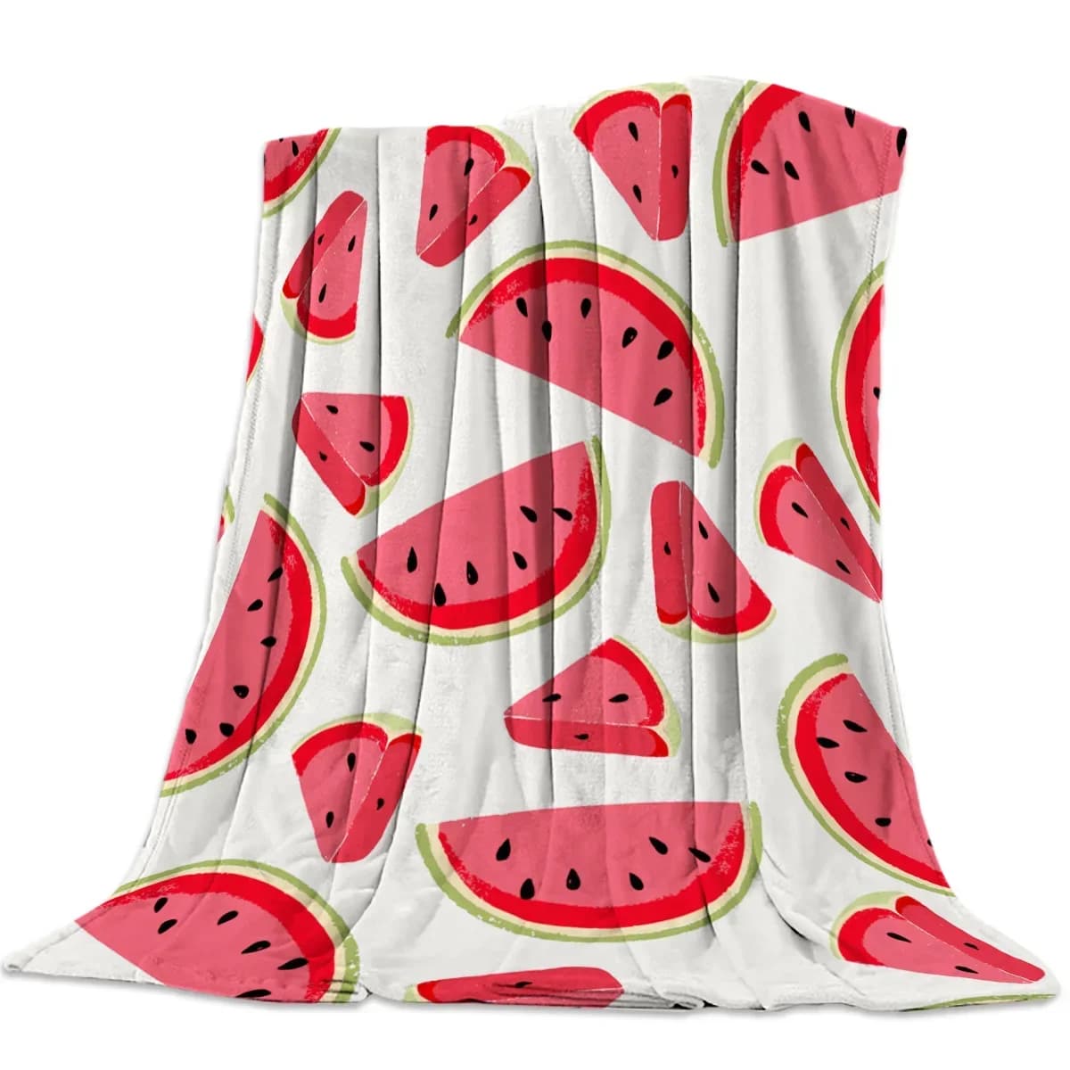 Coperta da tiro in flanella di cartone animato con frutta e anguria, morbida e leggera, da viaggio, adatta alla pelle, anti-allergia, accogliente, da campeggio, per bambini e adulti