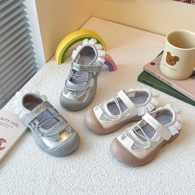 Girl's Ballet Style Sandals Sports Shoes Mesh Breathable Children Sneakers Summer Lace Design Princess Mary Janes Shoes CSH1622
