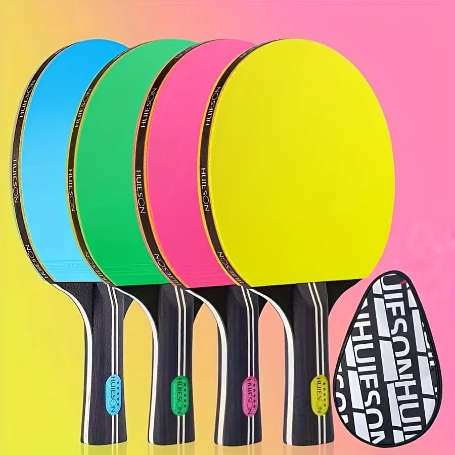 Colorful Table Tennis Rackets, High-Elastic Single Table Tennis Racket, Double-Sided Rubber Table Tennis Racket with Portable Storage Bag
